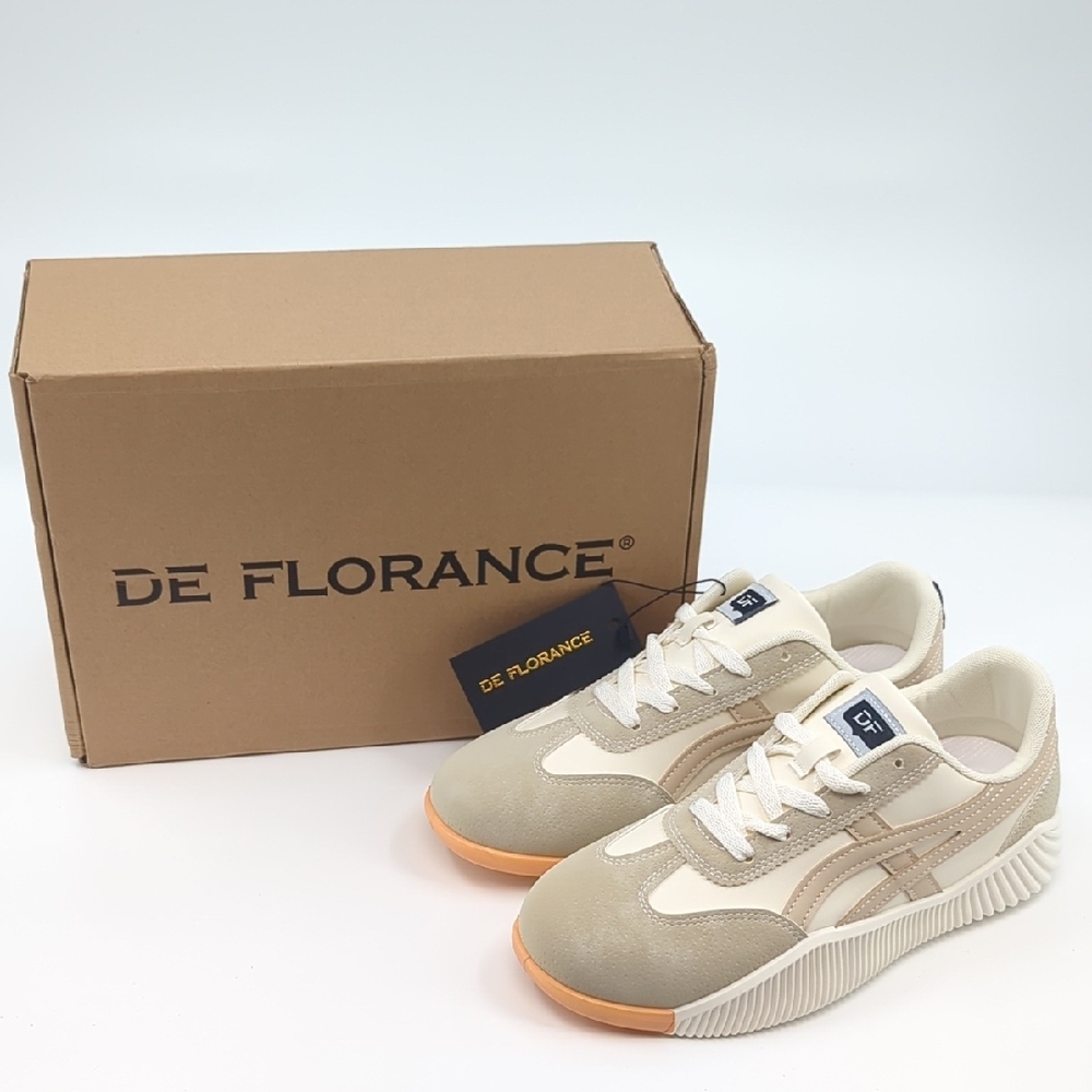 De Florance Women's Sporty Sneakers - Beige and White